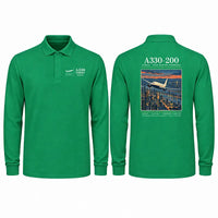 Thumbnail for Airbus A330-200 Premium Polo T-Shirts - Poster - Long Sleeve - Green
