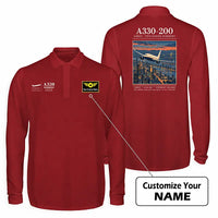 Thumbnail for Airbus A330-200 Premium Polo T-Shirts - Poster + Name - Long Sleeve - Dark Red