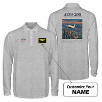 Thumbnail for Airbus A330-200 Premium Polo T-Shirts - Poster + Name - Long Sleeve - Gray