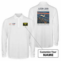 Thumbnail for Airbus A330-200 Premium Polo T-Shirts - Poster + Name - Long Sleeve - White