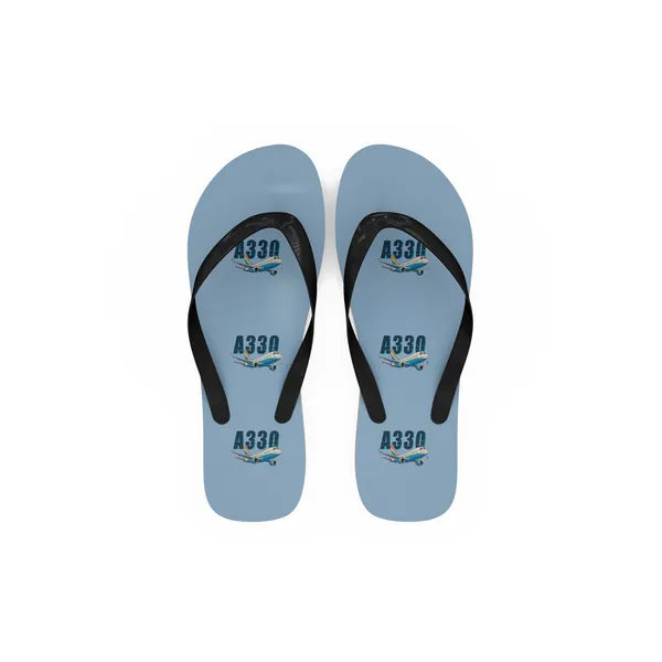Airbus A330-200 - Slippers - Flip Flops - Cartoon Pattern - Light Blue
