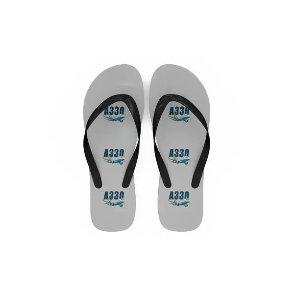 Airbus A330-200 - Slippers - Flip Flops - Cartoon Pattern - Light Gray