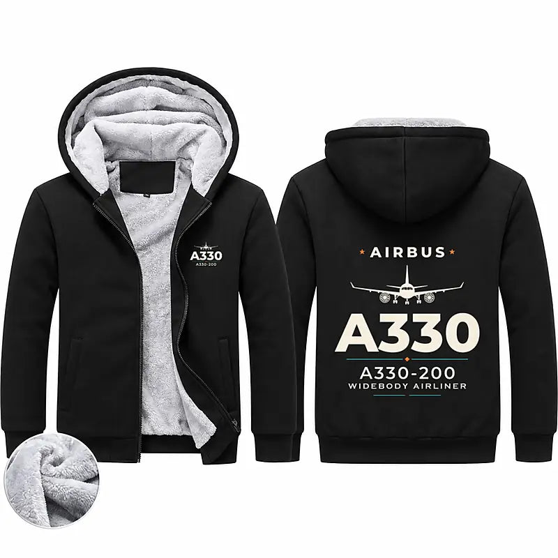 Airbus A330-200 Zipped Sweatshirts - Heritage - Black