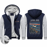 Thumbnail for Airbus A330-200 Zipped Sweatshirts - Poster - Navy & Gray