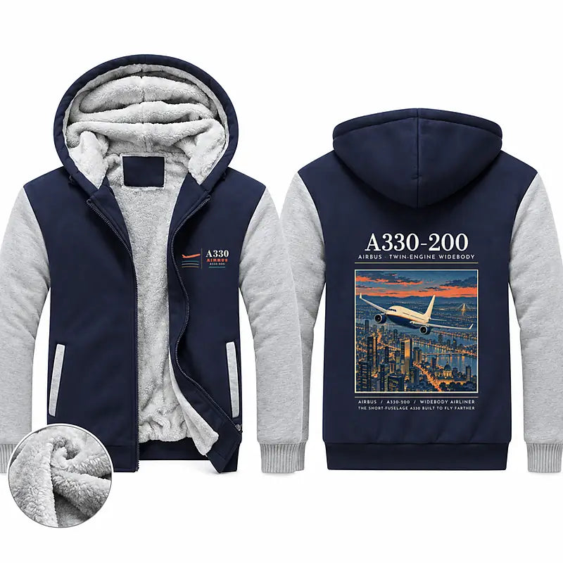 Airbus A330-200 Zipped Sweatshirts - Poster - Navy & Gray