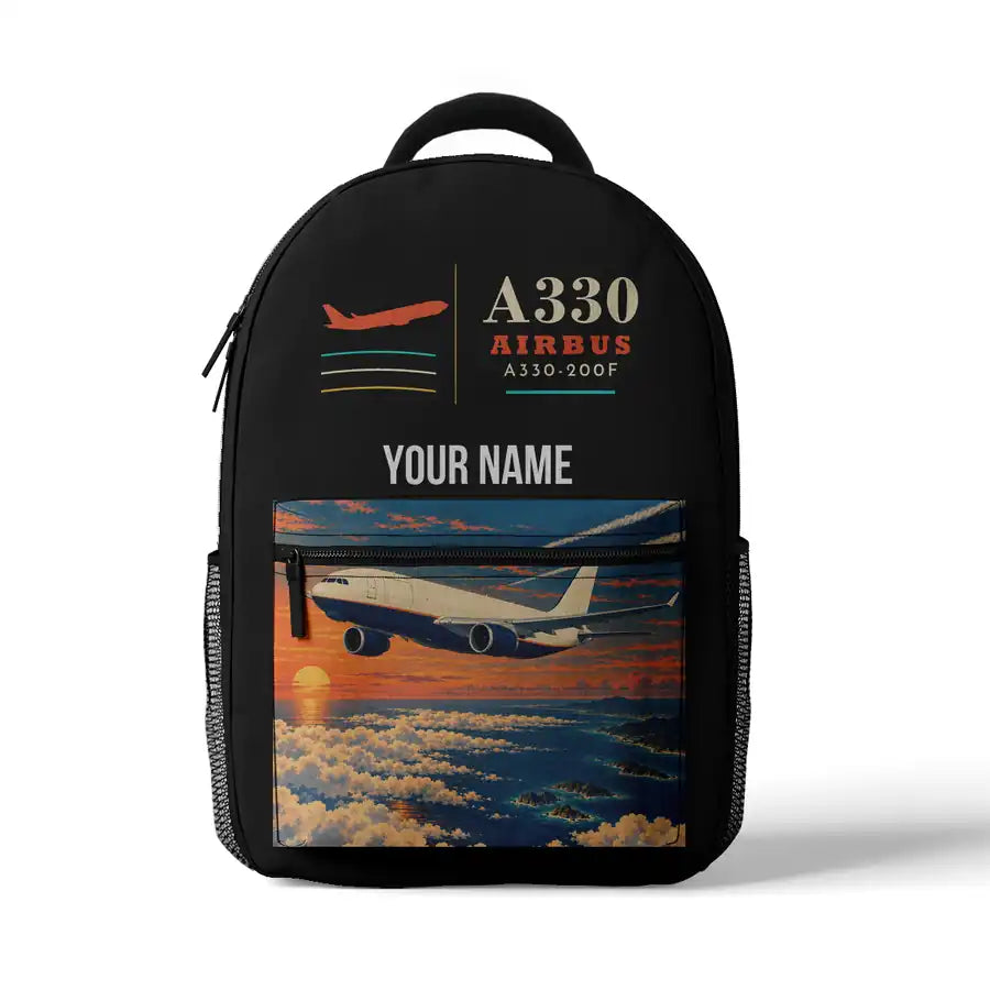 Airbus A330-200F - 3D Backpack - Black + Name