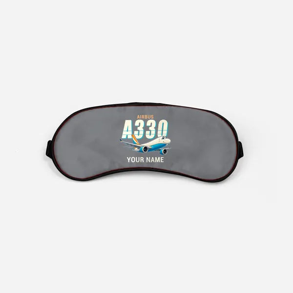 Airbus A330-200F - Cartoon + Name - Sleep Mask - Gray