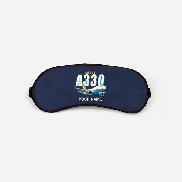 Airbus A330-200F - Cartoon + Name - Sleep Mask - Navy Blue