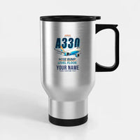 Thumbnail for Airbus A330-200F - Cartoon + Name - Stainless Steel with Holder - Silver