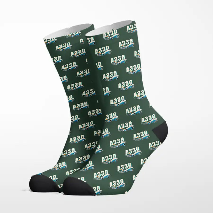 Airbus A330-200F - Cartoon - Socks - Alpine Green