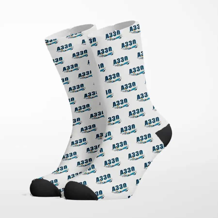 Airbus A330-200F - Cartoon - Socks - White