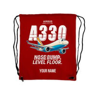 Thumbnail for Airbus A330-200F - Drawstring Bag - Cartoon + Name - Red
