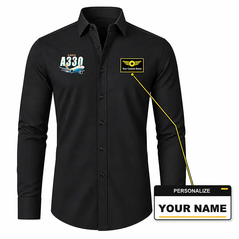 Airbus A330-200F - Long Sleeve Shirt - Cartoon - Black + NAME