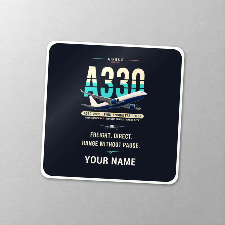 Airbus A330-200F - Original + Name - Square Sticker - Close-up