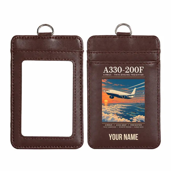 Airbus A330-200F - Poster - ID Card Holder - Dark Brown + Name