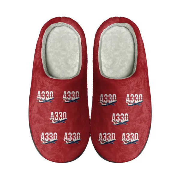 Airbus A330-200F - Slippers - Cotton - Original Pattern - Red