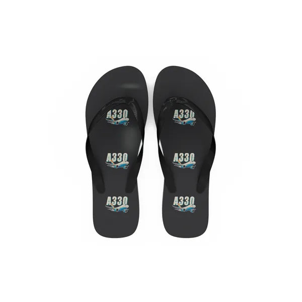 Airbus A330-200F - Slippers - Flip Flops - Cartoon Pattern - Black