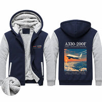 Thumbnail for Airbus A330-200F Zipped Sweatshirts - Poster - Navy & Gray