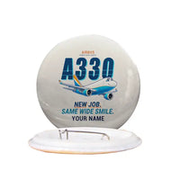Thumbnail for Airbus A330-200P2F - Cartoon + Name - Pin - Beige
