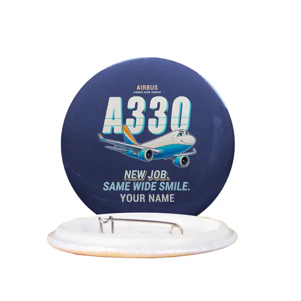 Airbus A330-200P2F - Cartoon + Name - Pin - Navy Blue