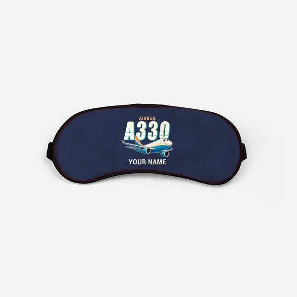 Airbus A330-200P2F - Cartoon + Name - Sleep Mask - Navy Blue