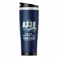 Thumbnail for Airbus A330-200P2F - Cartoon + Name - Stainless Steel (No Holder) - Dark Blue