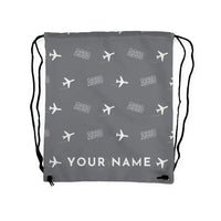 Thumbnail for Airbus A330-200P2F - Drawstring Bag - 3D Pattern + Name - Gray
