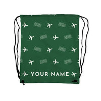 Thumbnail for Airbus A330-200P2F - Drawstring Bag - 3D Pattern + Name - Green