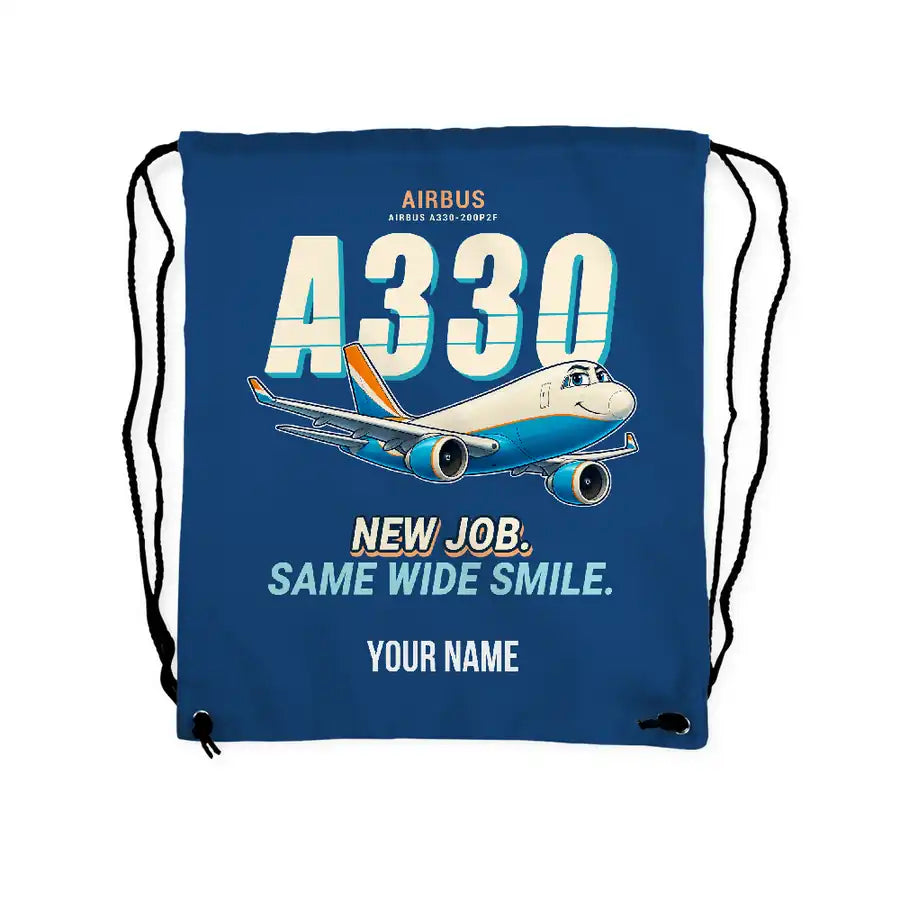 Airbus A330-200P2F - Drawstring Bag - Cartoon + Name - Blue