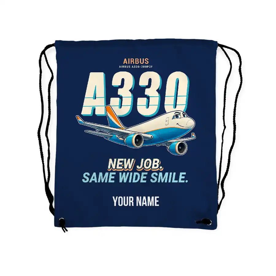 Airbus A330-200P2F - Drawstring Bag - Cartoon + Name - Dark Blue