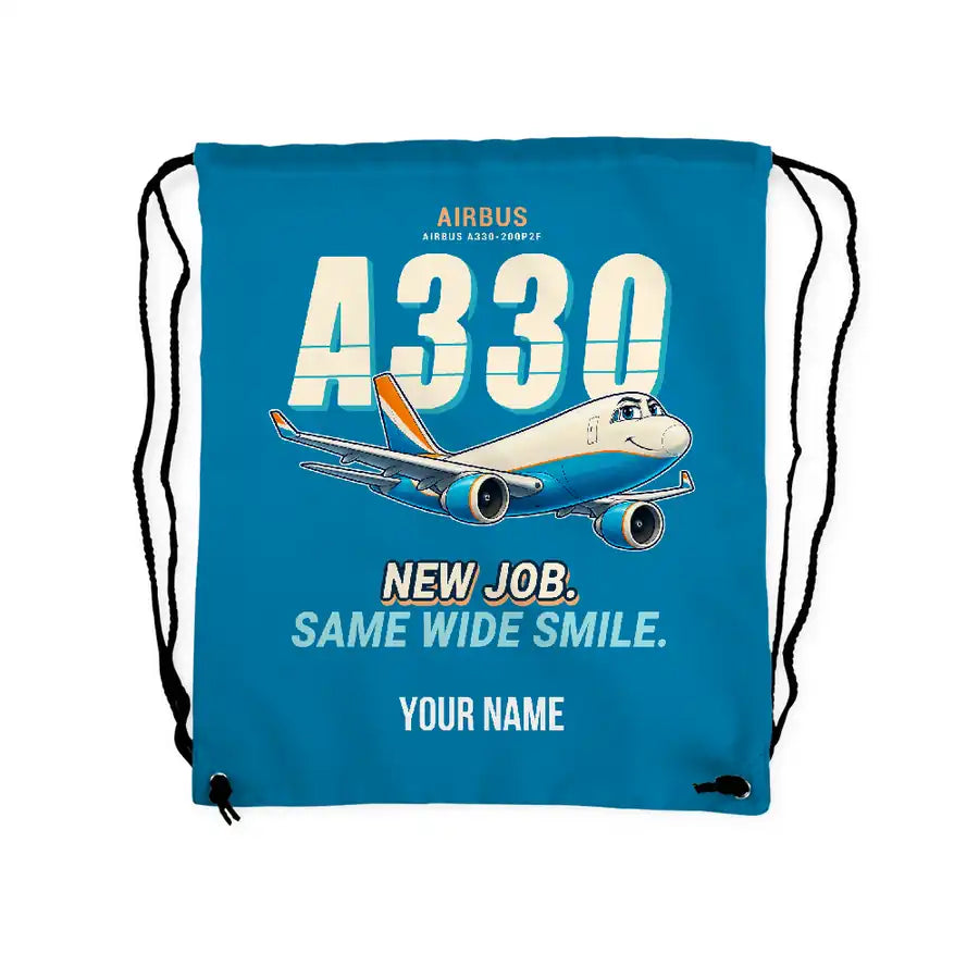 Airbus A330-200P2F - Drawstring Bag - Cartoon + Name - Light Blue