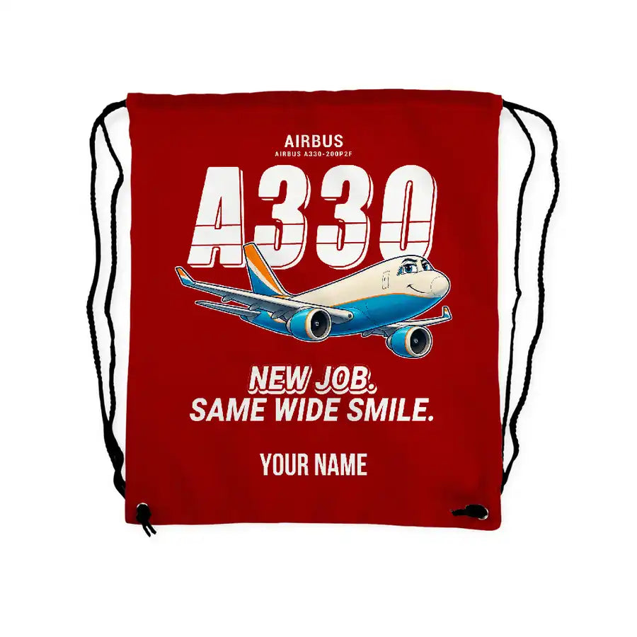 Airbus A330-200P2F - Drawstring Bag - Cartoon + Name - Red