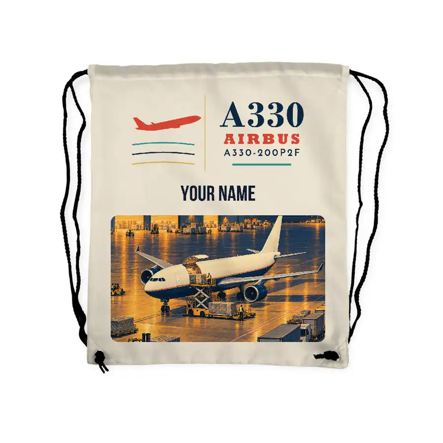 Airbus A330-200P2F - Drawstring Bag - Classic + Name - Beige