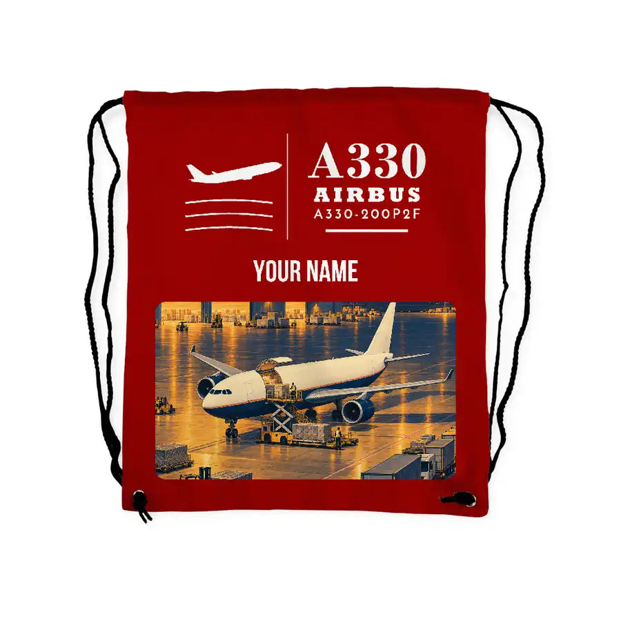 Airbus A330-200P2F - Drawstring Bag - Classic + Name - Red