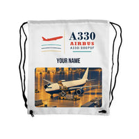 Thumbnail for Airbus A330-200P2F - Drawstring Bag - Classic + Name - White