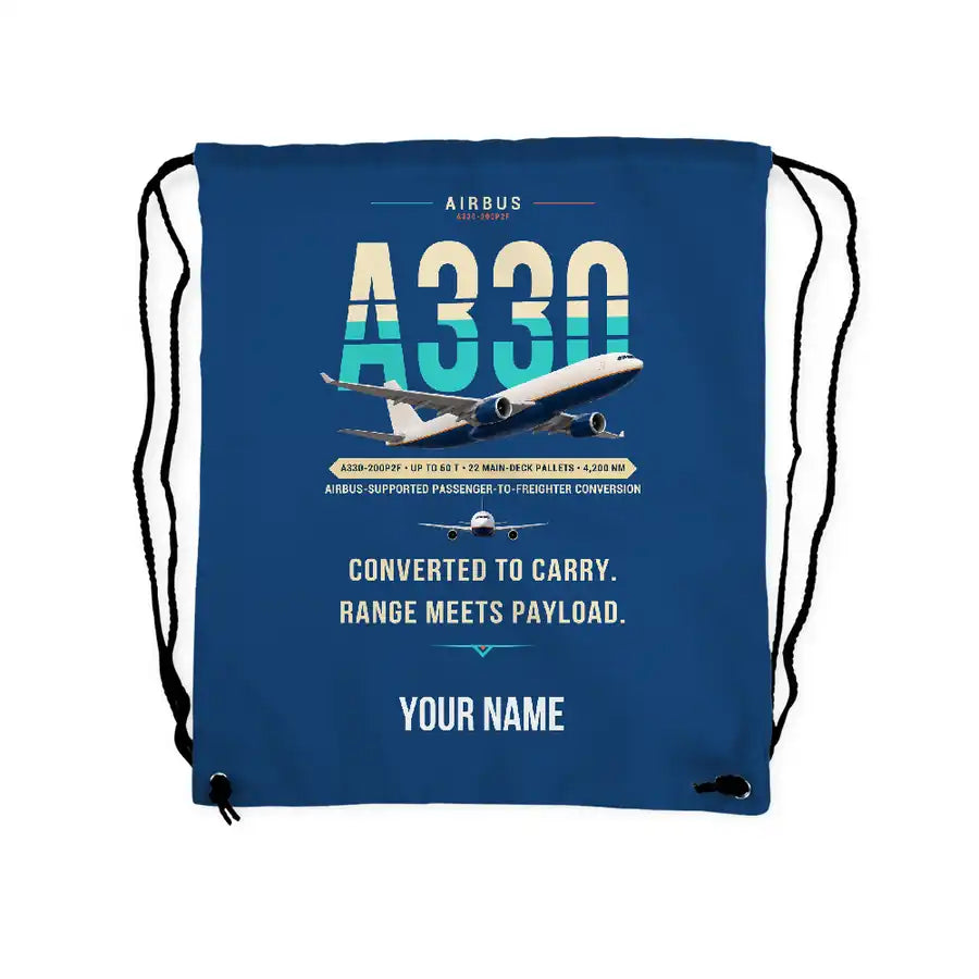 Airbus A330-200P2F - Drawstring Bag - Original + Name - Blue