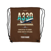 Thumbnail for Airbus A330-200P2F - Drawstring Bag - Original + Name - Brown