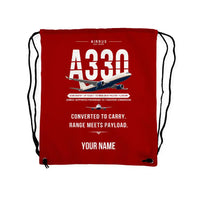 Thumbnail for Airbus A330-200P2F - Drawstring Bag - Original + Name - Red