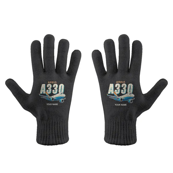 Airbus A330-200P2F - Gloves - Full - Cartoon + Name - Black