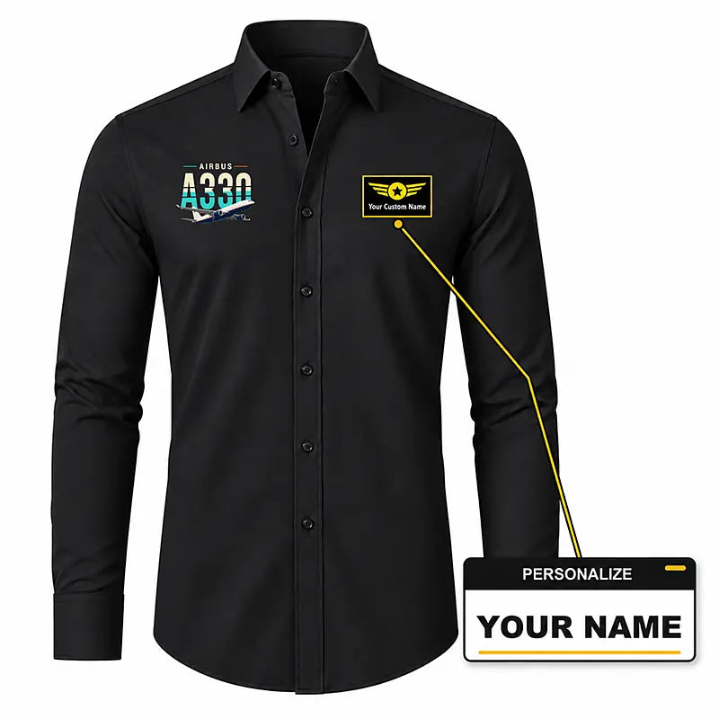 Airbus A330-200P2F - Long Sleeve Shirt - Original - Black + NAME