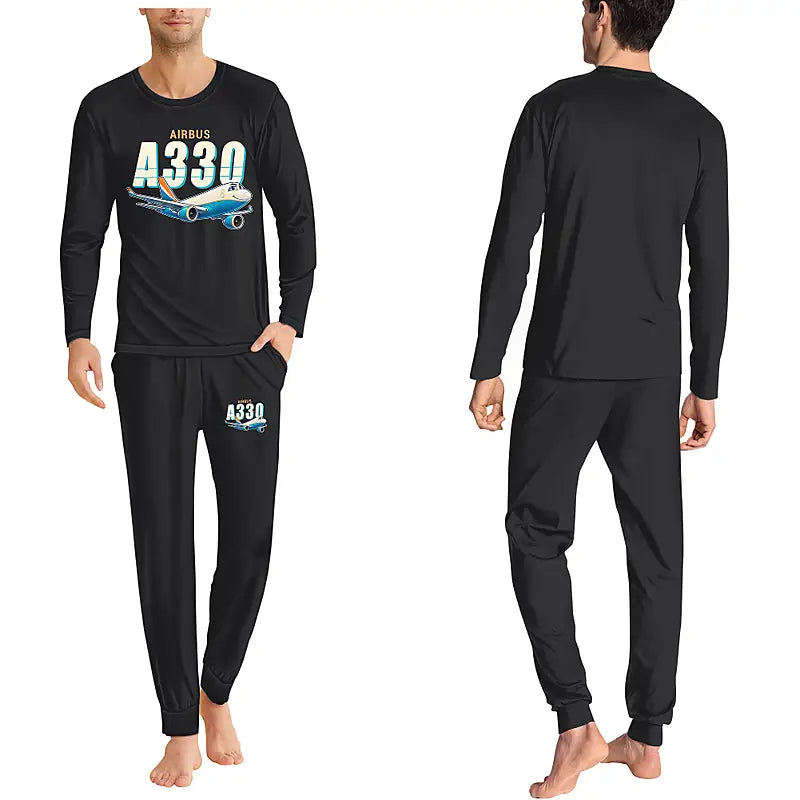 Airbus A330-200P2F - Men Pajamas - Cartoon Chest - Black