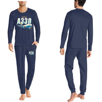Thumbnail for Airbus A330-200P2F - Men Pajamas - Cartoon Chest - Navy Blue