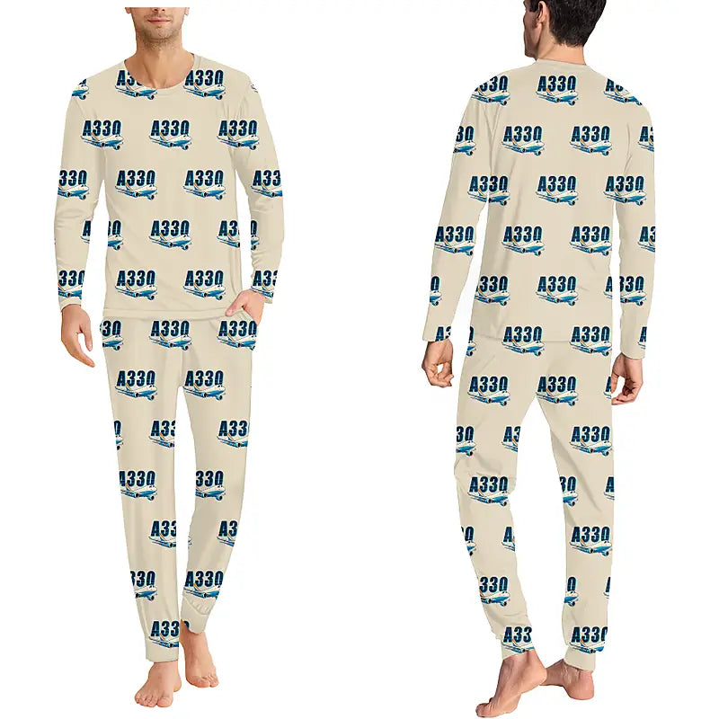 Airbus A330-200P2F - Men Pajamas - Cartoon Pattern - Beige