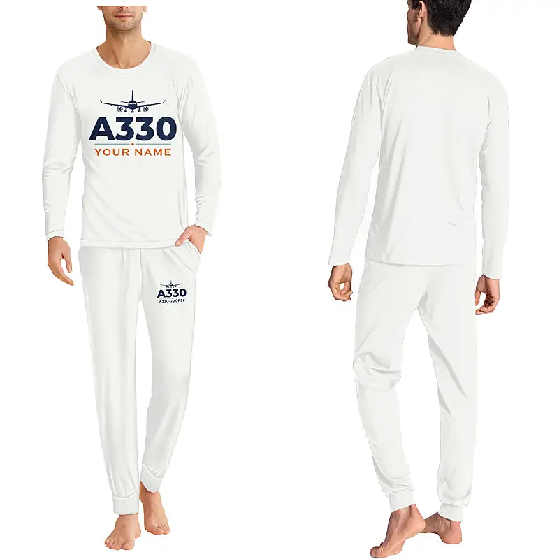 Airbus A330-200P2F - Men Pajamas - Heritage Chest + Name - White