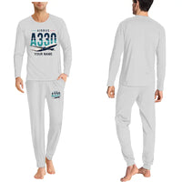 Thumbnail for Airbus A330-200P2F - Men Pajamas - Original Chest + Name - Light Gray