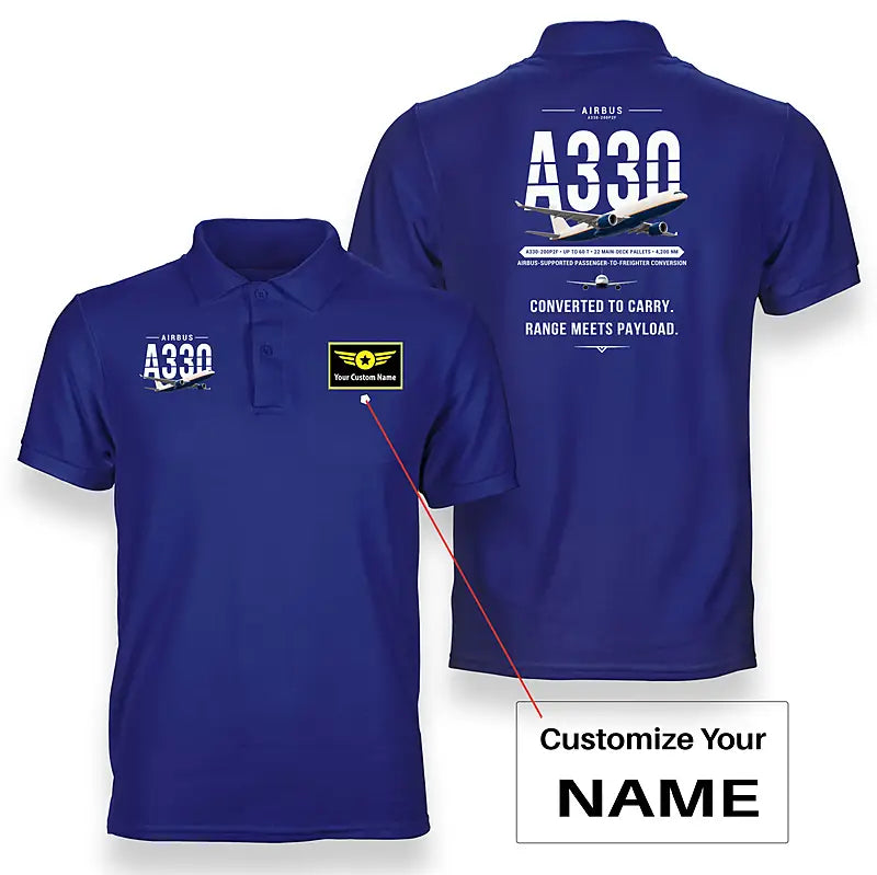 Airbus A330-200P2F - Original - Double-Side Polo - Blue + Name