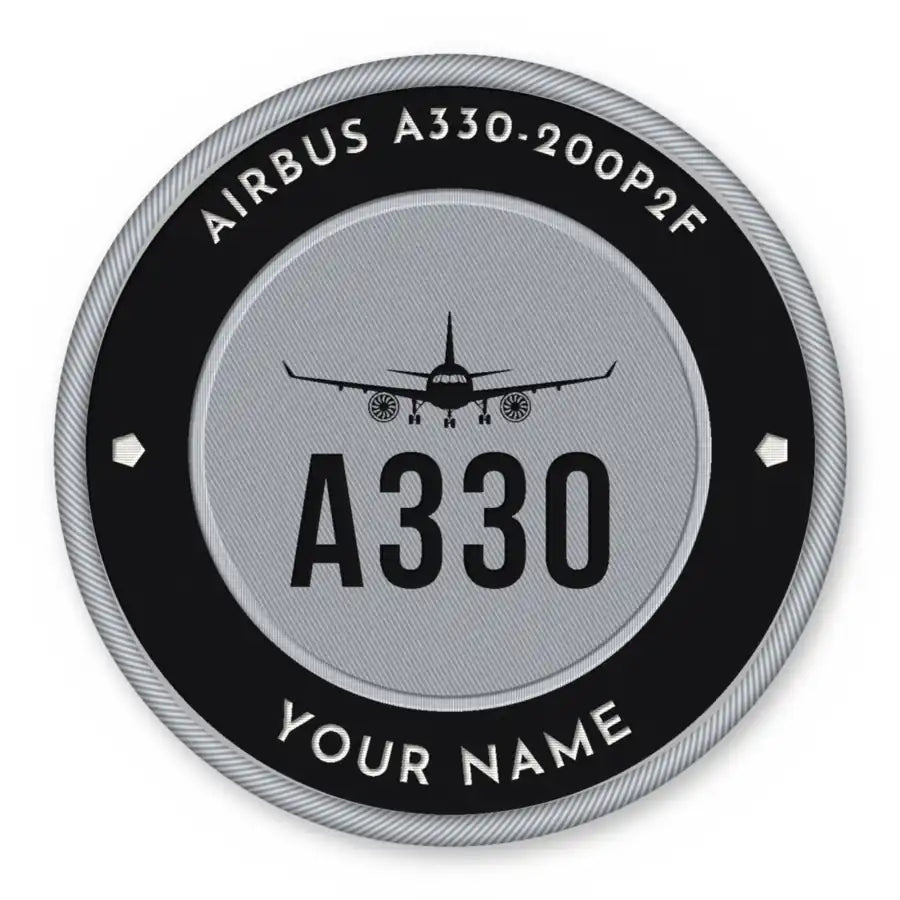 Airbus A330-200P2F Patches - Circle + Name - Black Silver