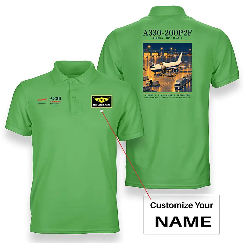 Airbus A330-200P2F - Poster - Double-Side Polo - Light Green + Name