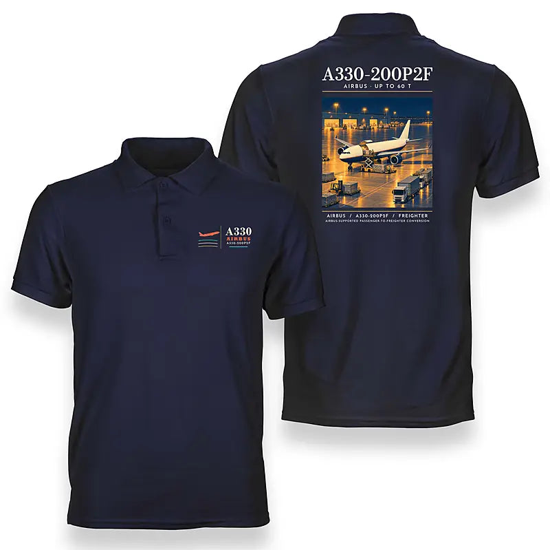 Airbus A330-200P2F - Poster - Double-Side Polo - Navy Blue