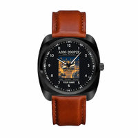 Thumbnail for Airbus A330-200P2F - Poster + Name - Luxury Cushion - Black and Dark Brown Strap